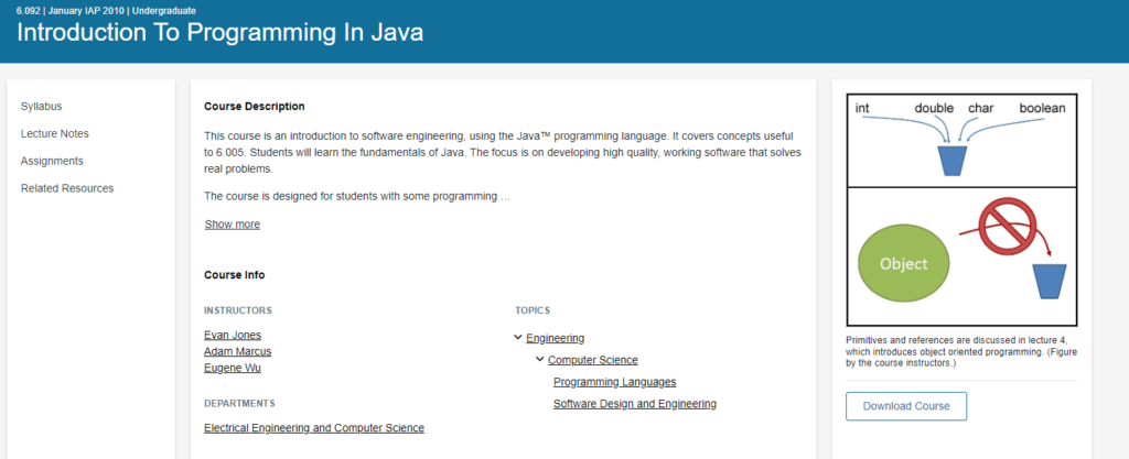 MIT JAVA Course |  Java programming courses